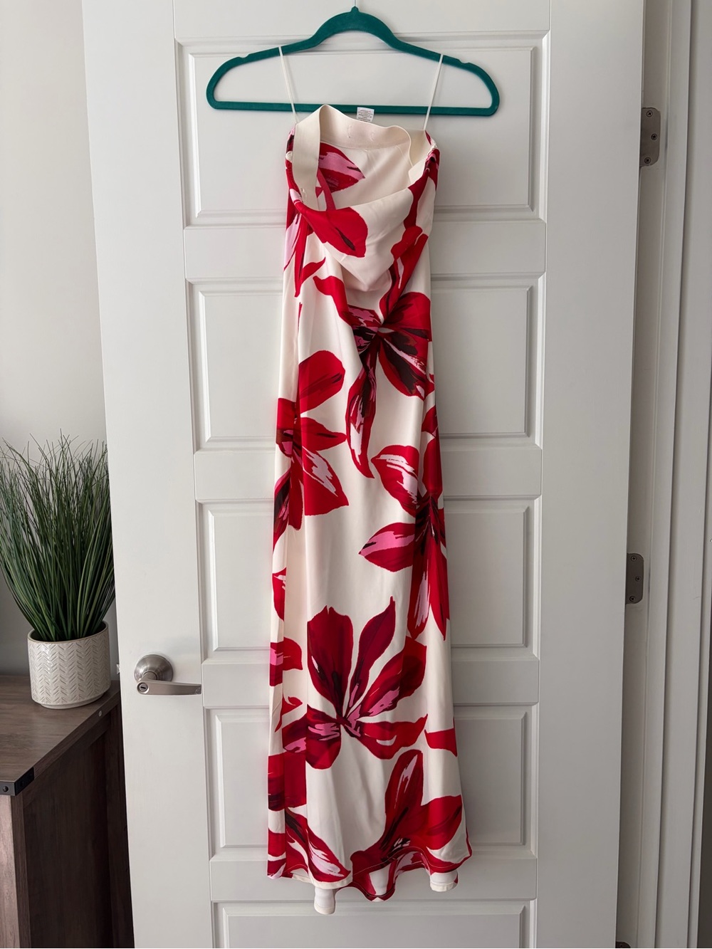 TJ MAXX Elegant Red Floral Cowl Neck Maxi Dress - Women